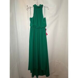 Belle Badgley Mischka Kelly Green Halter Neck High Low Gown Dress Size 8 Evening